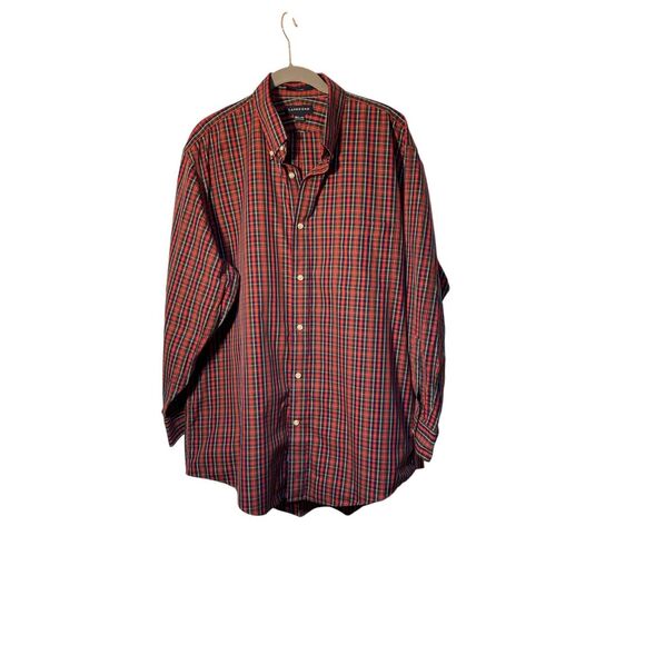 Lands’ End men’s red plaid button down shirt holiday Christmas 16 1/2 x 32 - Picture 2 of 3